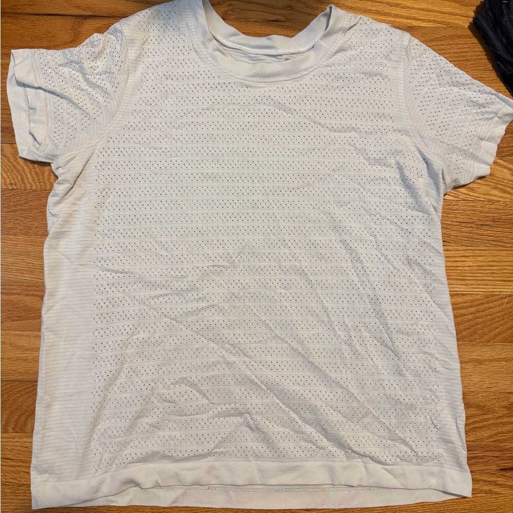 white/grey lululemon shirt, no stains or damage